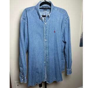 VINTAGE Ralph Lauren 100% Cotton Denim Shirt Size XXL